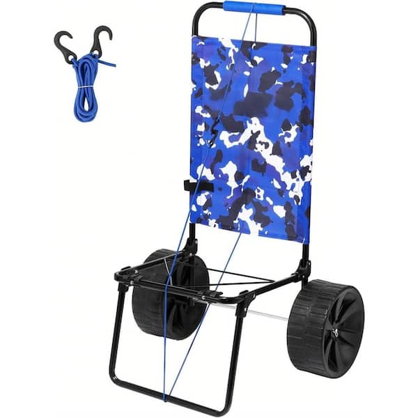 ESILOO Beach Dolly W/ 10 in. Big Wheels, 69 lbs. Capacity Foldable Sand Cart for Beach Camping, Fishing Outdoor Activities Tray