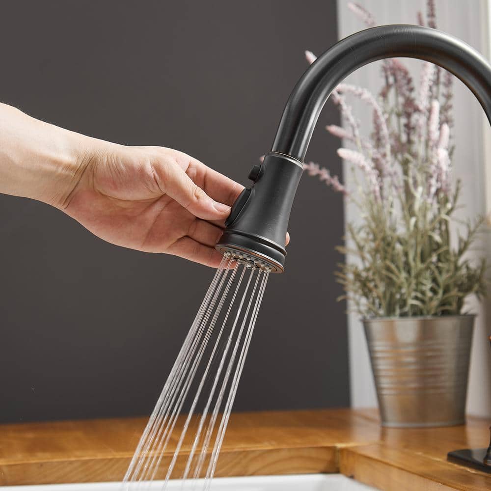 Oil-Rubbed Bronze Pull-Down Kitchen Faucet with Spray