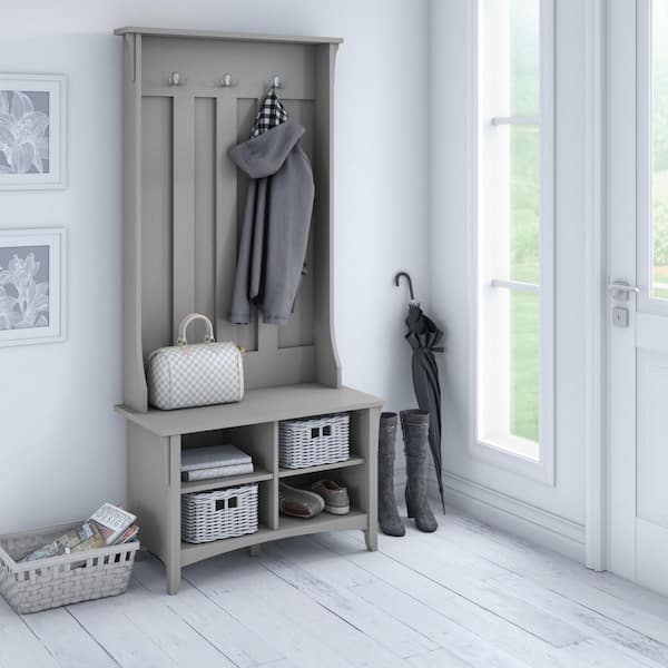Bush Furniture Salinas Cape Cod Gray Hall Tree with Storage Bench
