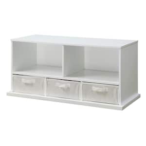 37 in. W x 17 in. H x 16 in. D White Stackable Shelf Storage Cubbies with 3-Baskets