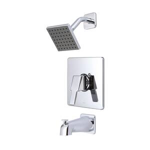 i3 1-Handle Wall Mount Tub and Shower Faucet Trim Kit in Polished Chrome with Square Showerhead (Valve not Included)