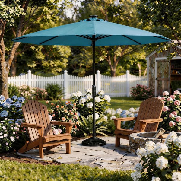 compact patio umbrella 7.5ft Market with White Pole, Push Button Tilt and Cran Best Choice Products Umbrella base not included Clihome 10 ft. Market Motorized