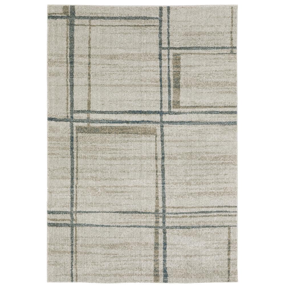 AVERLEY HOME Apex Beige 5 ft. x 8 ft. Distressed Geometric Block ...
