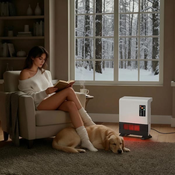 1500W Electric Portable Space Fan Heater Infrared Furnace Wall Mount and Freestanding, Thermostat, Remote, ETL certified