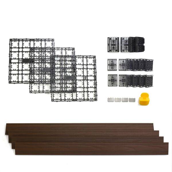 NewTechWood - 4.32 sq. ft. Deck-A-Floor Premium Modular Composite Outdoor Flooring System Kit in Spanish Walnut
