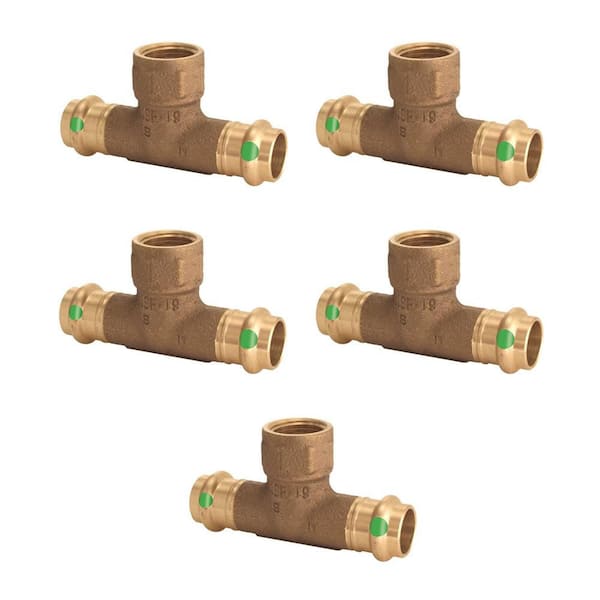 Viega ProPress 1 in. Press x 1 in. Press x 1/2 in. FPT Zero-Lead Bronze Tee (5-Pack)