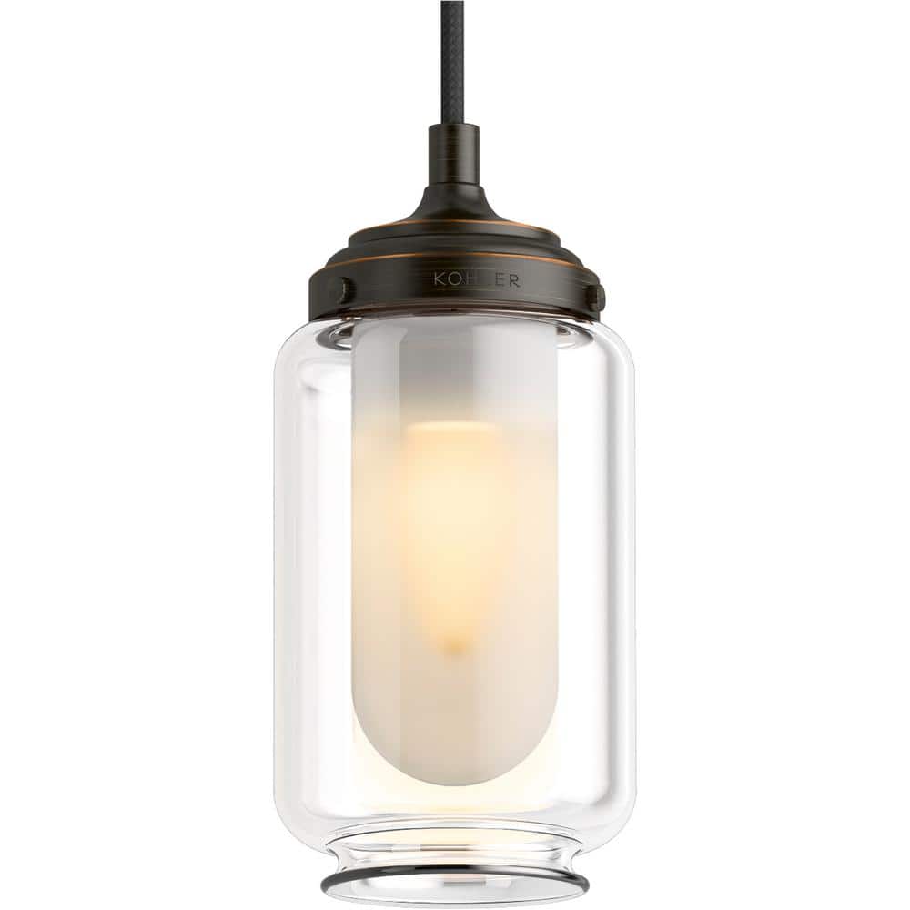 Vintage Charm Frosted and Clear Glass Bronze Pendant Light