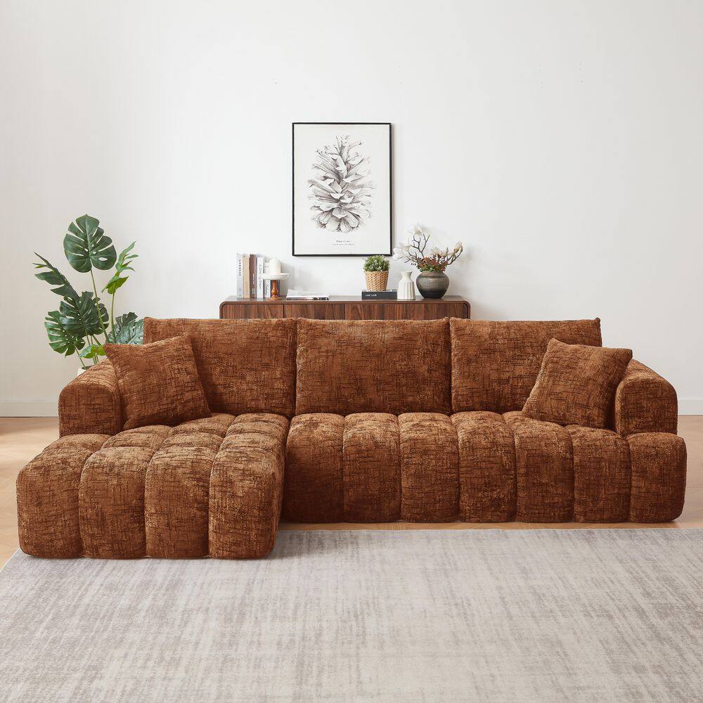 108.3 in Wide Square Arm Chenille L-Shape Luxury Sectional Oversized Sofa for Living Room in Orange price history on PriceWatchPro