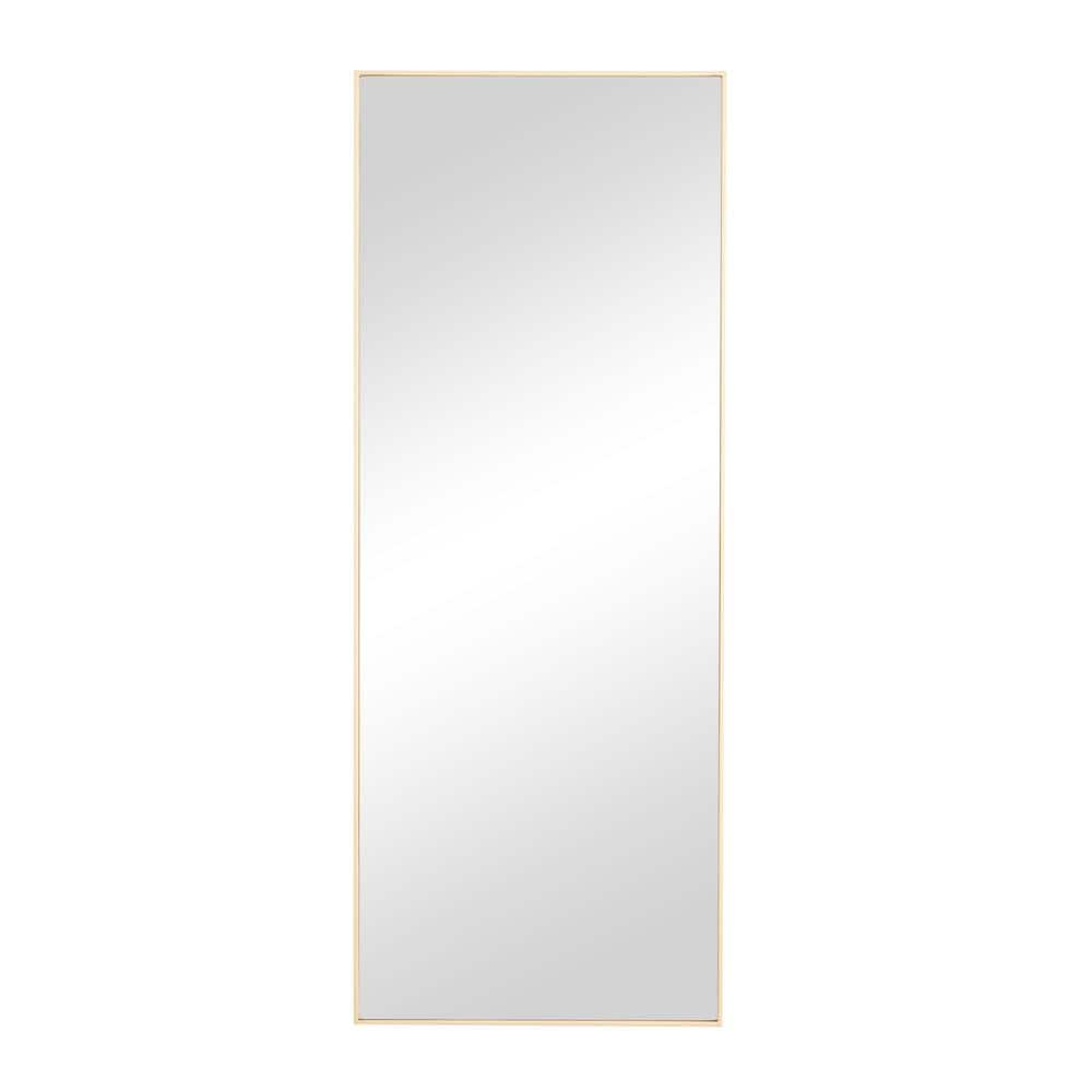 Elegant Gold-Framed Rectangular Wood Wall Mirror, 14" x 36"
