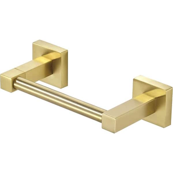 Wall Mounted Toilet Paper Holder Double Post Pivoting Square Tissue Holders Roll Hangers Stand Modern in Brushed Gold