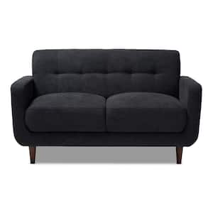 Allister 55.9 in. Dark Gray Polyester 2-Seater Loveseat with Square Arms