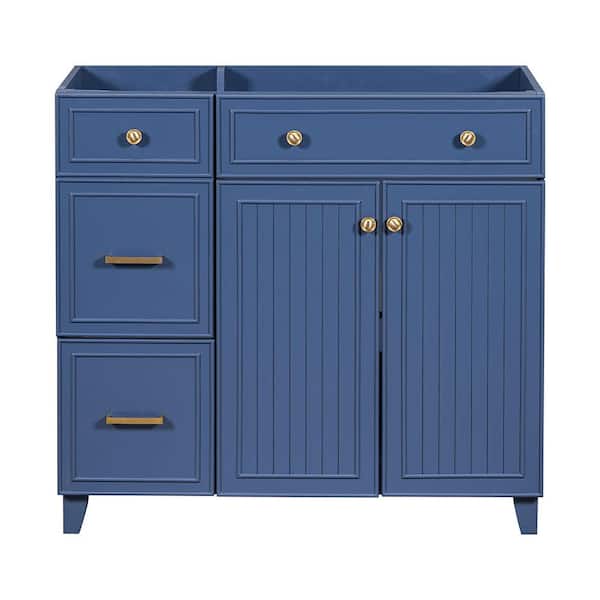 Adrinfly 36 in. W x 17.87 in. D x 33.31 in. H Bath Vanity Cabinet without Top in Blue w/2-Drawers, 1 Adjustable Shelf and 2-Doors