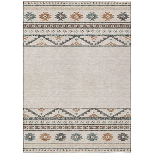 Chantille Machine Washable Indoor/Outdoor Abstract ACN3075 Ivory 8 ft. x 10 ft. Area Rug