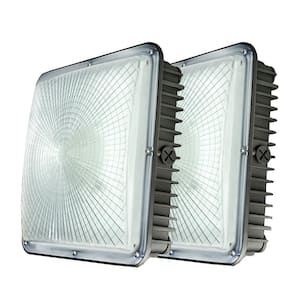 300-Watt Equivalent Integrated LED Bronze Outdoor Security Light Canopy Light Area Light 8400Lumens (2-Pack)