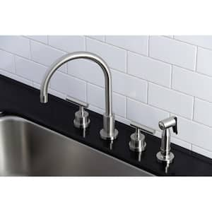 Manhattan 2-Handle Standard Kitchen Faucet with Side Sprayer in Brushed Nickel