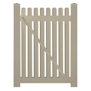 Provincetown 4 ft. W x 4 ft. H Khaki Vinyl Picket Fence Gate Kit