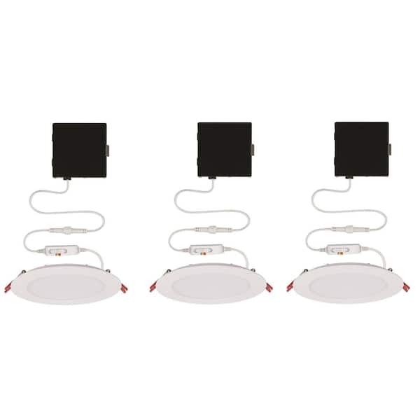 Commercial Electric Ultra Slim Integrated LED 6 in Round Adj Color Temp Canless Recessed Light for Kitchen Bath Living rooms, White  3-Pack