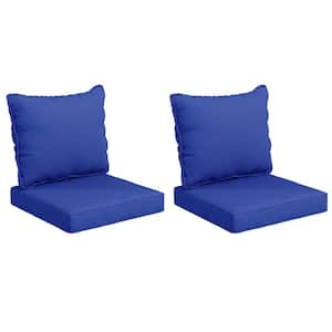 24 in. x 24 in. 4-Piece Deep Seating Outdoor Lounge Chair Cushion and Back Pillow Set in Navy Blue