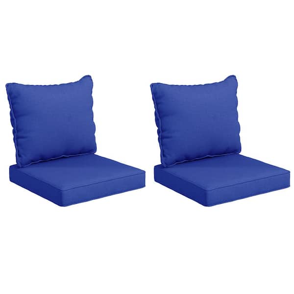 Zeus & Ruta 24 in. x 24 in. 4-Piece Deep Seating Outdoor Lounge Chair Cushion and Back Pillow Set in Navy Blue