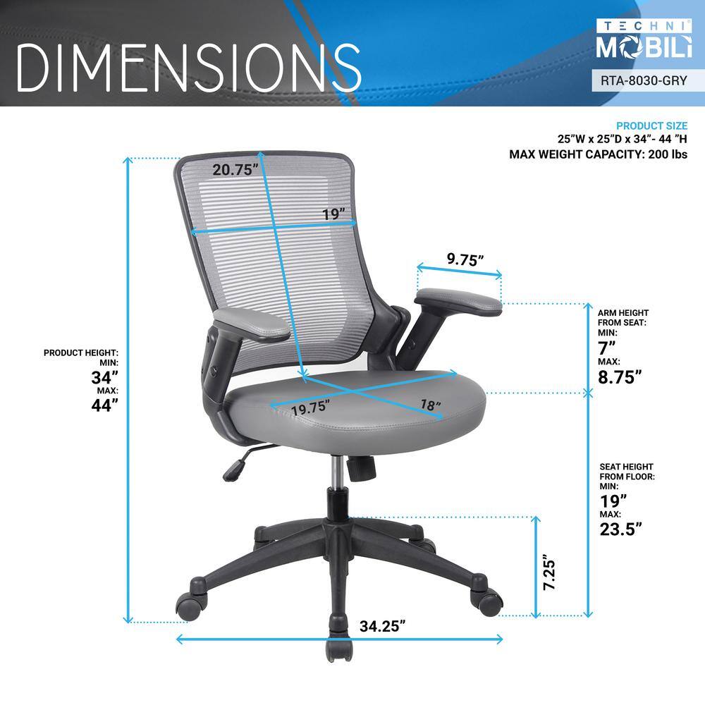 Gray Mesh and Leather Adjustable Task Desk Chair