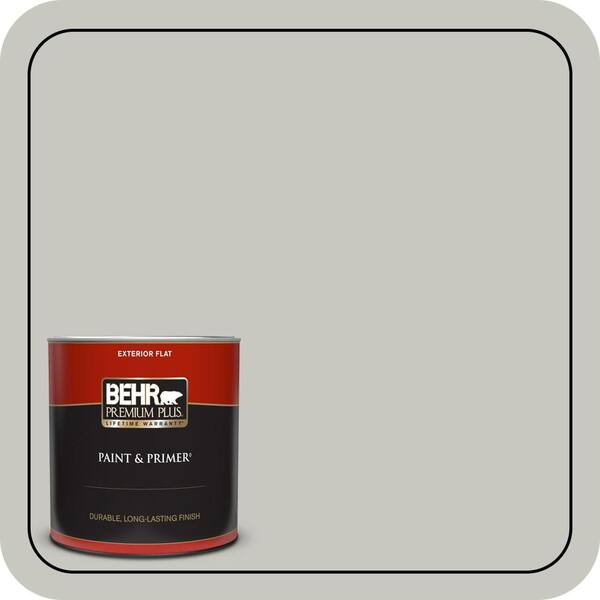 BEHR PREMIUM PLUS 1 qt. #N360-2 Silver Marlin Flat Exterior Paint & Primer