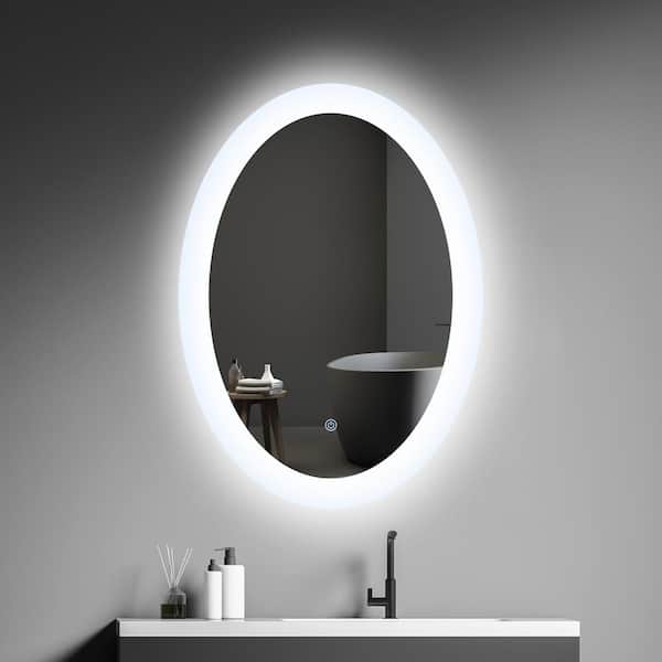 Unbranded 20 in. W x 28 in. H Small Oval Frameless Anti-Fog Wall Bathroom Vanity Mirror in Silver