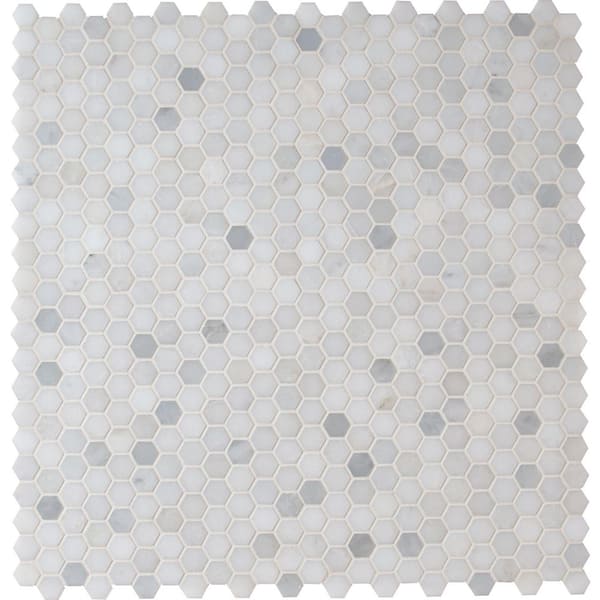 MSI Greecian White Hexagon 12 in. x 12 in. Polished Marble Mesh-Mounted Mosaic Floor and Wall Tile (0.95 sq. ft./Each)
