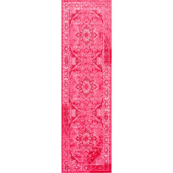 nuLOOM Reiko Vintage Persian Pink 3 ft. x 9 ft. Runner