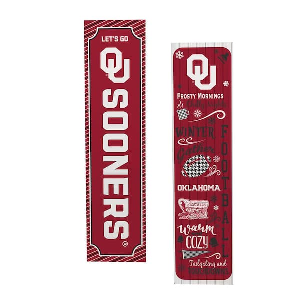 47 in. Double Sided Leaner Porch Sign, University of Oklahoma, Winter Seasonal