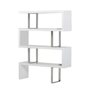 Amelia 67 in. H White and Chrome 4-Shelf Standard Bookcase