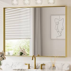 KeonJinn 72 in. W x 36 in. H Framed Brushed Gold Mirrors for