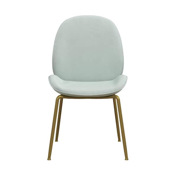 CosmoLiving by Cosmopolitan Astor Bleached Teal Velvet Upholstered Dining Chair with Brass Metal Leg C008409CL