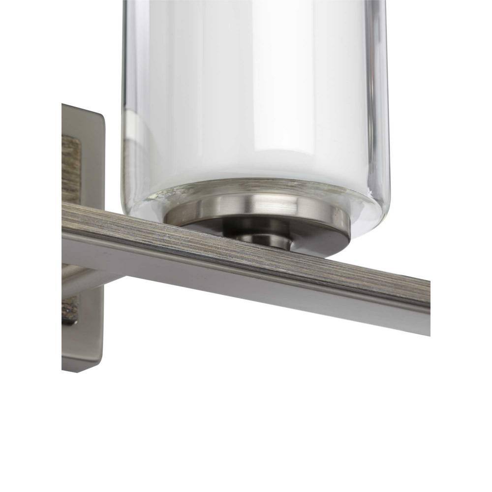 Brushed Nickel 4-Light Bath Vanity with Clear and Etched Glass Shades