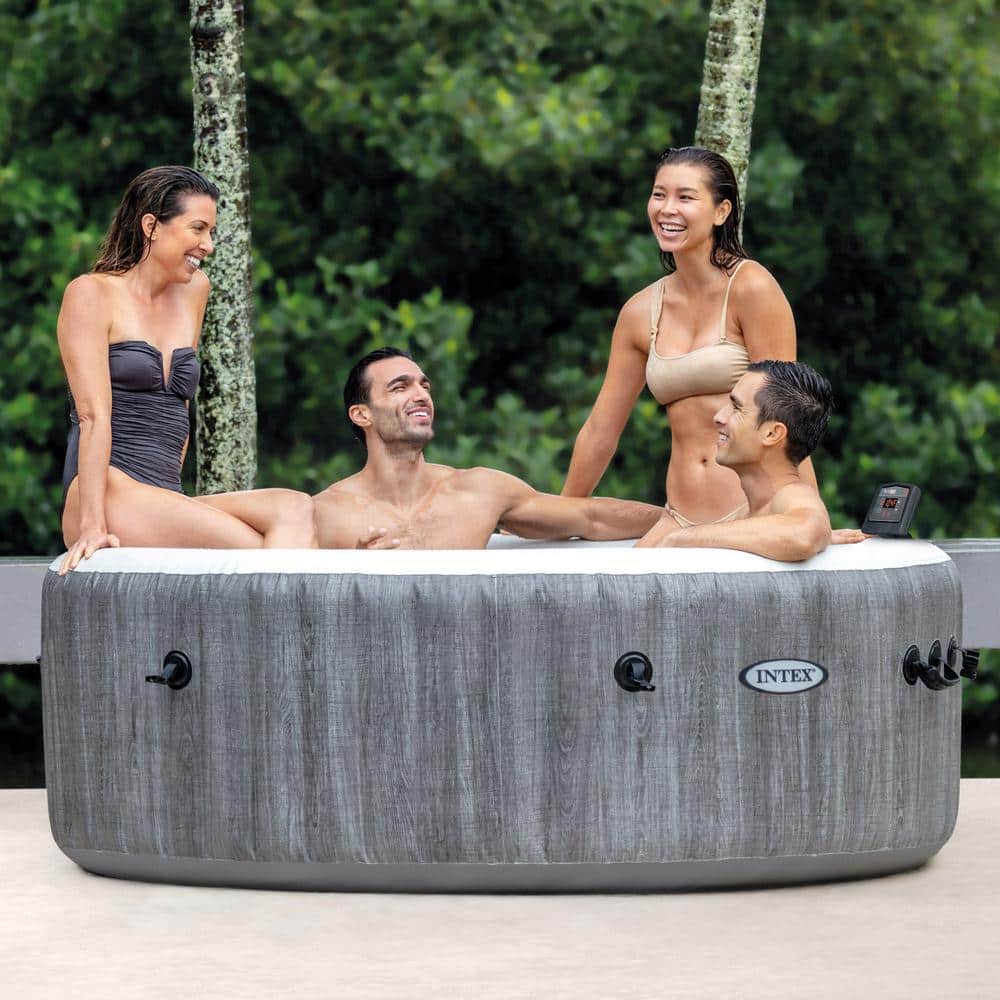 Intex Greywood 6-Person Inflatable Round Hot Tub with Bubble Jets