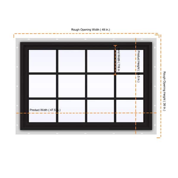 JELD-WEN 48 in. x 36 in. V-4500 Series Black Exterior/White