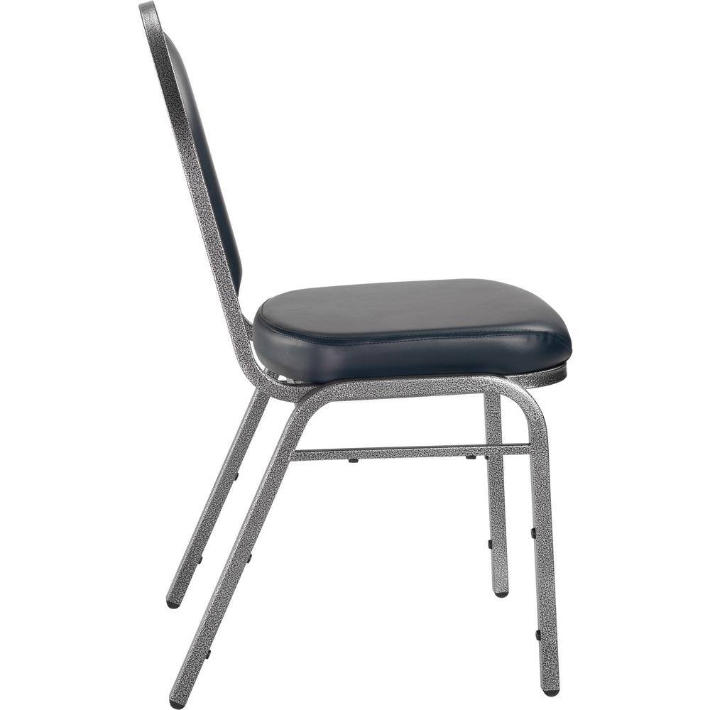 Midnight Blue Vinyl Armless Stackable Banquet Chair with Silvervein Metal Frame