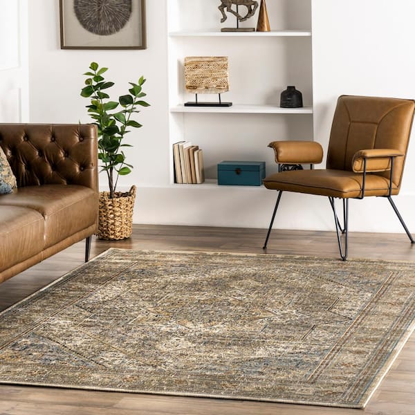 Carol Traditional Medallion Beige Doormat 3 ft. x 5 ft. Accent Rug