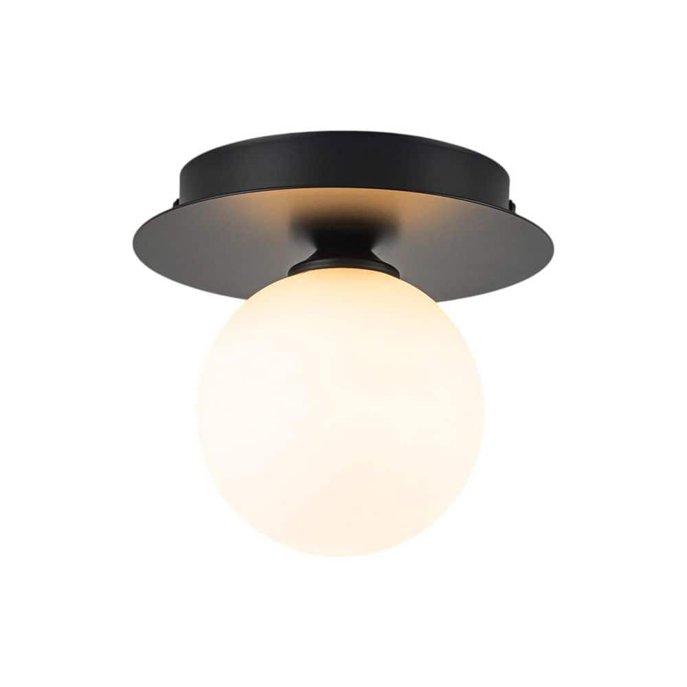 5.91 in. 1-Light Modern Black Wall Sconce with Milk Opal Glass Globe for Hallway price history on PriceWatchPro