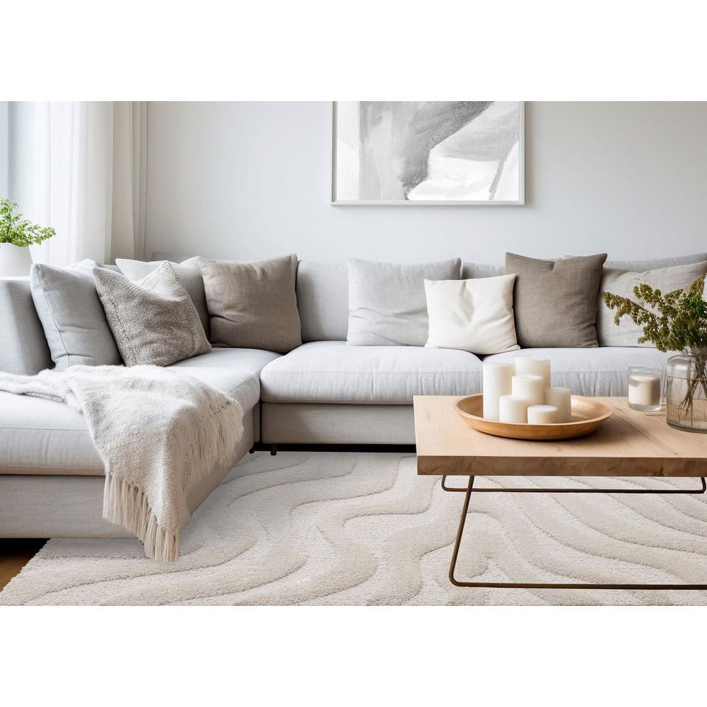 Intrigue Collections 5 ft. x 8 ft. White Organic, Tonal/Solid Indoor Area Rug price history on PriceWatchPro