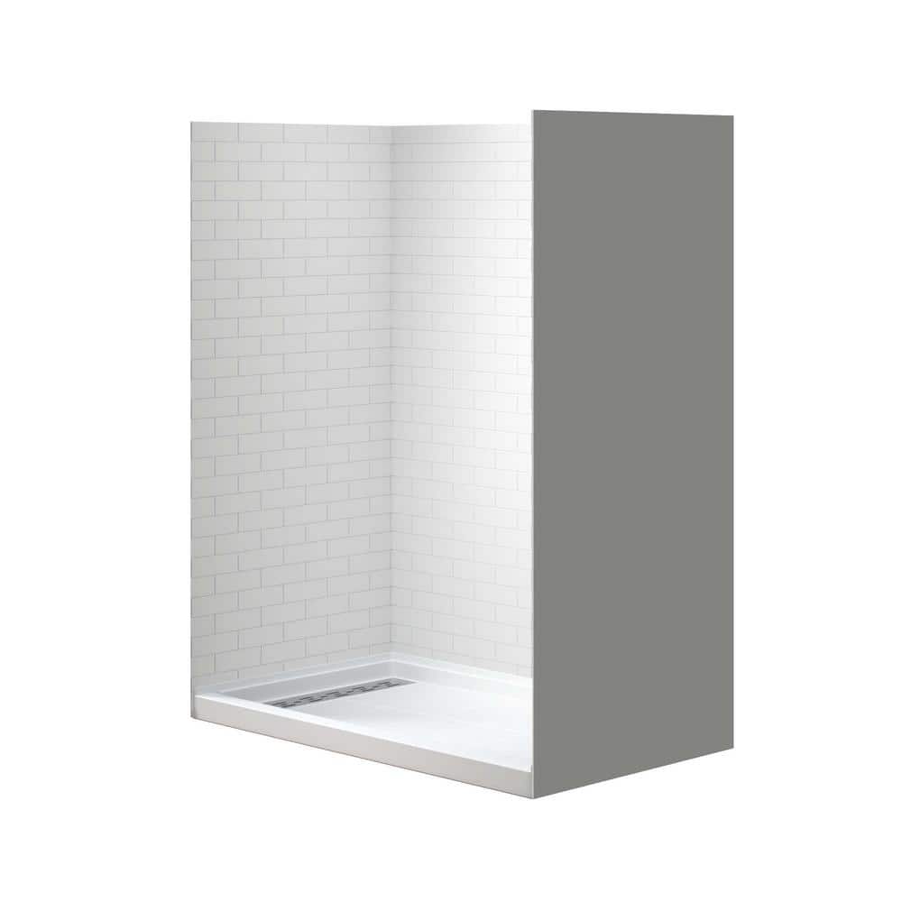 60'' White and Nickel Rectangular Alcove Shower Kit