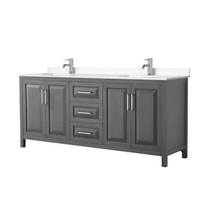 80 in. W x 22 in. D Double Vanity in Dark Gray with Cultured Marble Vanity Top in Light-Vein Carrara with White Basins