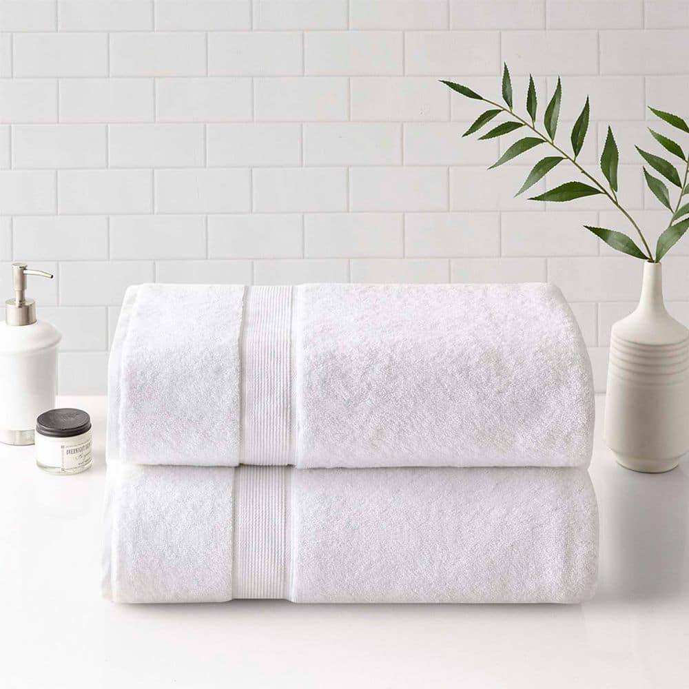 2-Piece White 800 GSM 100% Cotton Bath Towel Set, Premium Towels Soft and A