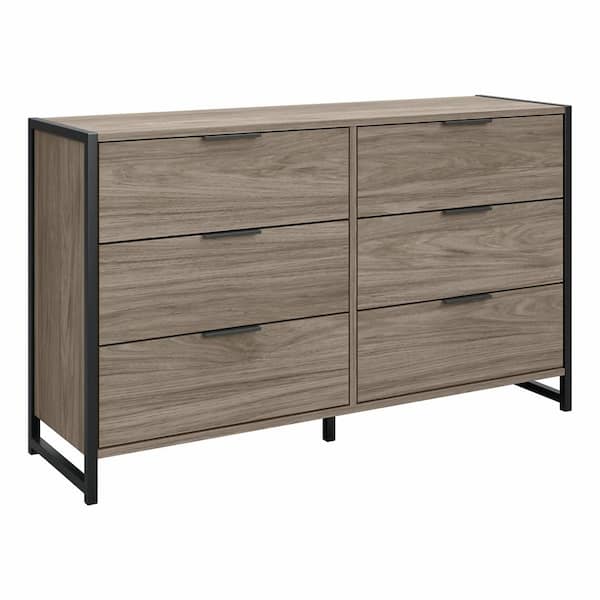 Bush Furniture Atria 6 Drawer Dresser 34 in. H X 57 in. W X 17 in. D in Modern Hickory