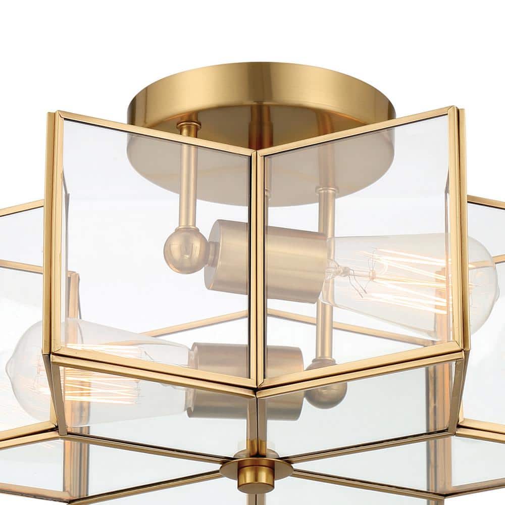 Brass Dust Star-Shaped LED Vanity Flush Mount Light 16.14''