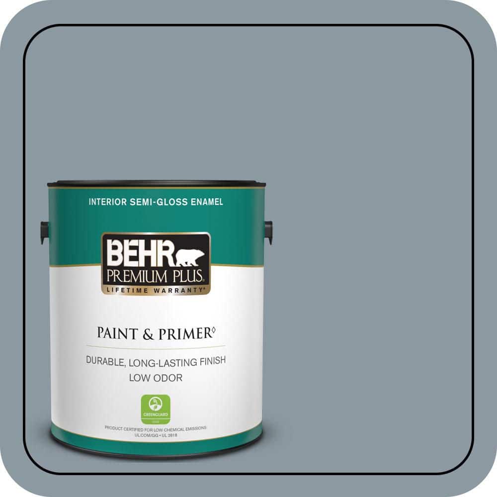 1 gal. #N490-4 Teton Blue Semi-Gloss Enamel Low Odor Interior Paint & Primer price history on PriceWatchPro