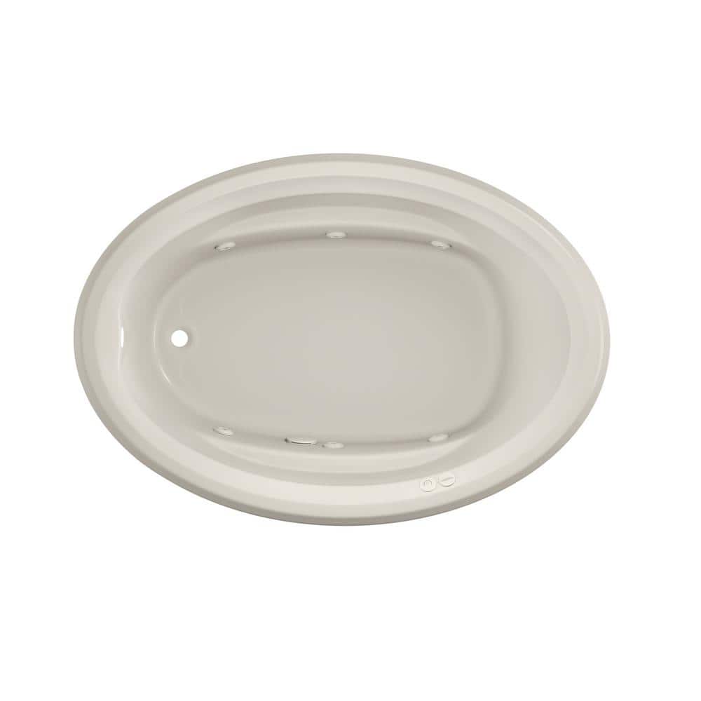 PROJECTA 60 in. x 42 in. Acrylic Left-Hand Drain Oval Drop-In Whirlpool Bathtub with Heater in Oyster price history on PriceWatchPro