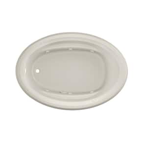 PROJECTA 60 in. x 42 in. Acrylic Left-Hand Drain Oval Drop-In Whirlpool Bathtub with Heater in Oyster