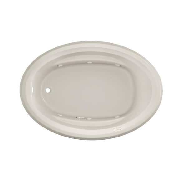JACUZZI PROJECTA 60 in. x 42 in. Acrylic Left-Hand Drain Oval Drop-In Whirlpool Bathtub with Heater in Oyster