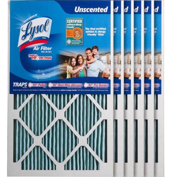 Lysol 14  x 20  x 1  Certified Asthma and Allergy Triple Protection Air Filter (6-Pack)