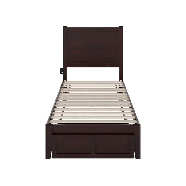 AFI NoHo Espresso Twin Solid Wood Extra Long Storage Platform Bed with Foot Drawer